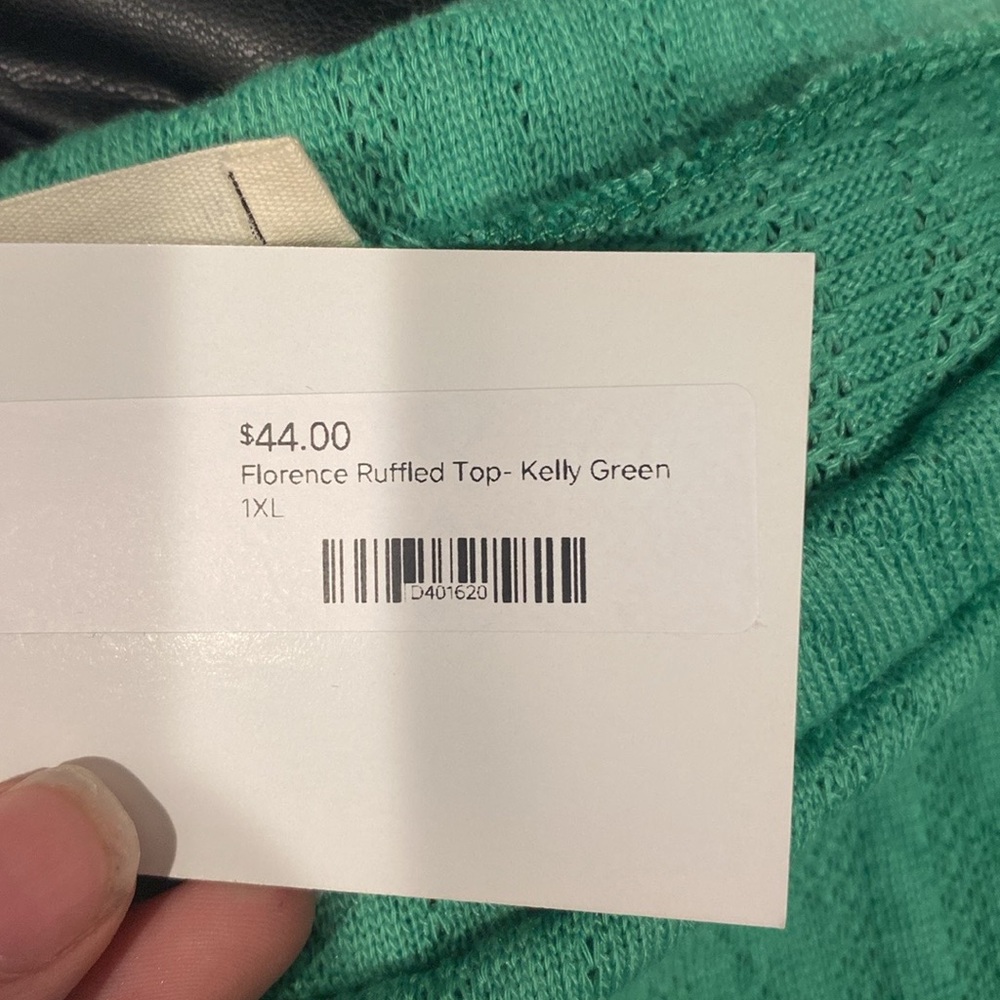 Jade by Jane Kelly Green Ruffled Sleeves Top Size 1X - Picture 4 of 4